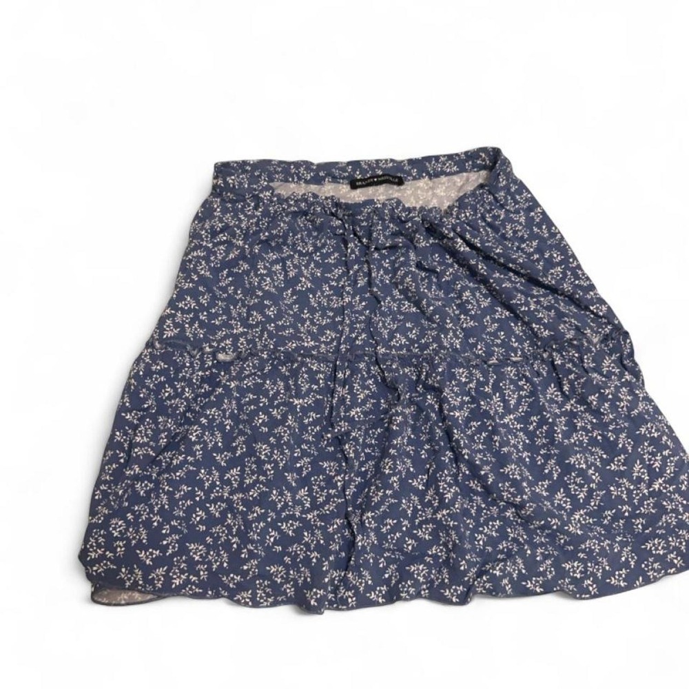 Brandy Melville Blue White Floral Tiered‎ Ruffle Mini Skirt One Size
